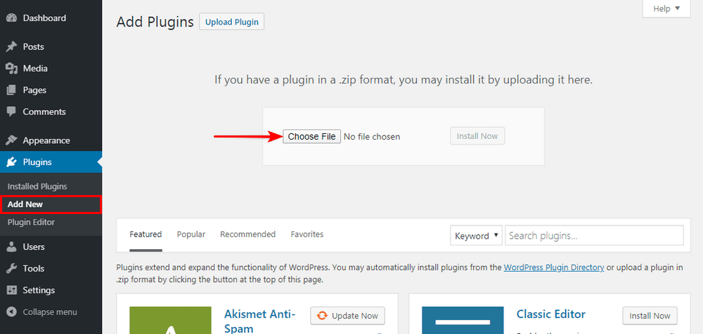 Upload Plugin in WordPress