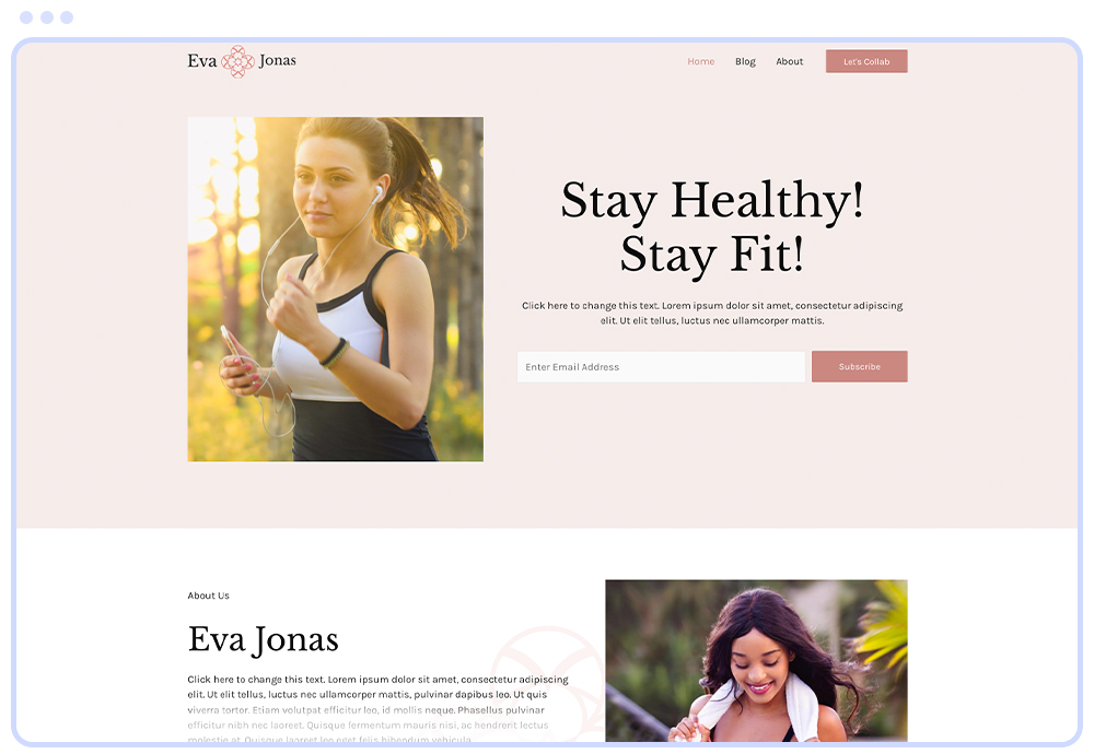 Fitness website showcase