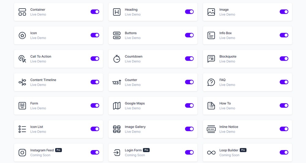 list of spectra blocks