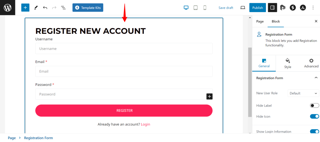 Register new account