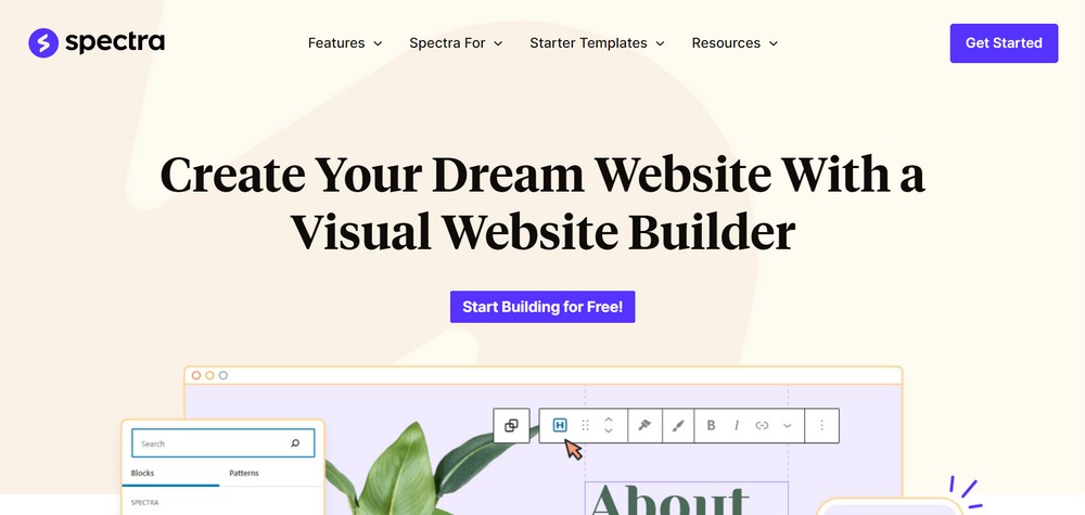 Spectra best demo landing page builder