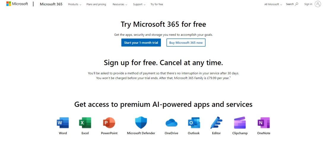 squeeze page from Microsoft