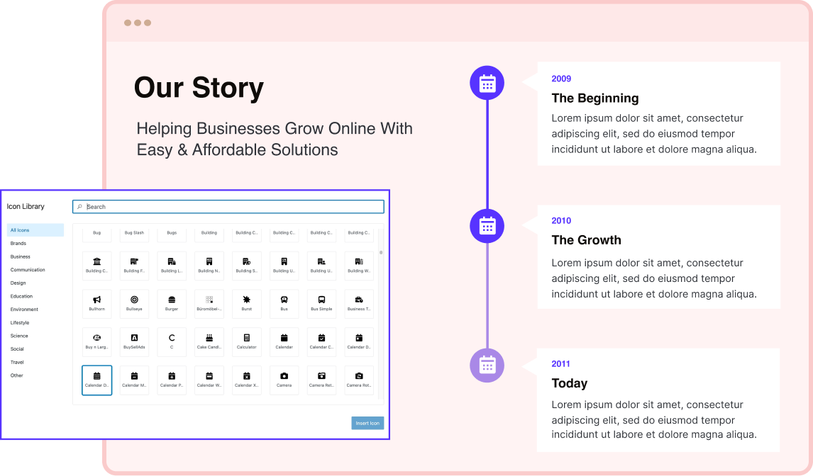 Icons and Date Selector