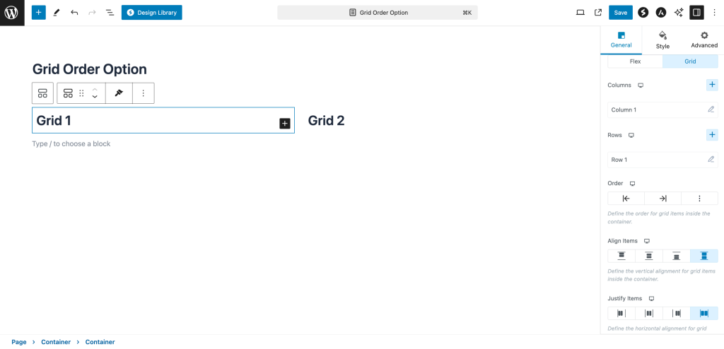 grid order option