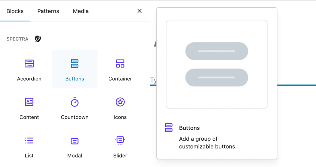 Block inserter with Buttons Block