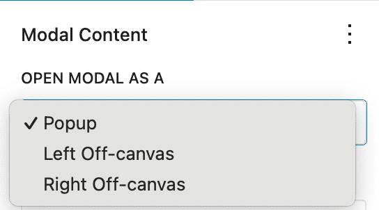Off-canvas modal panels