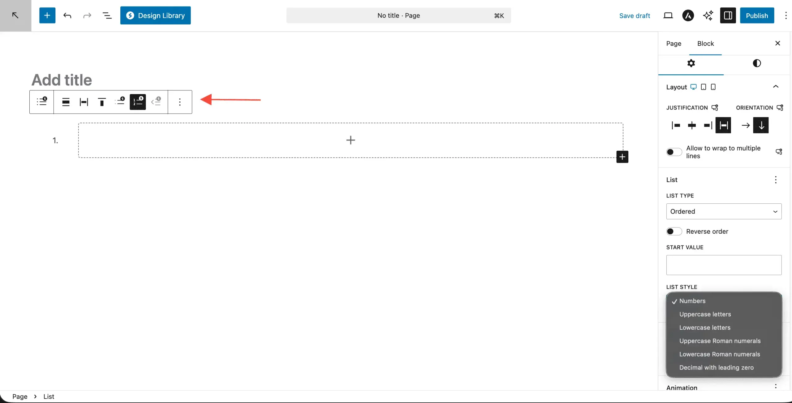 List Block Toolbar Options Scaled